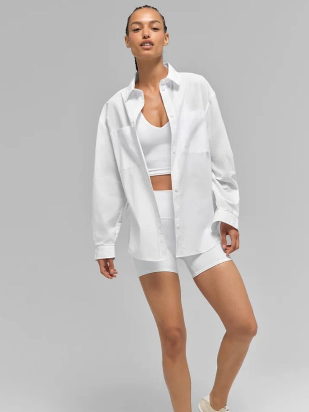 Alo Cotton Real Deal Button Up Shirt White NWT Size Medium